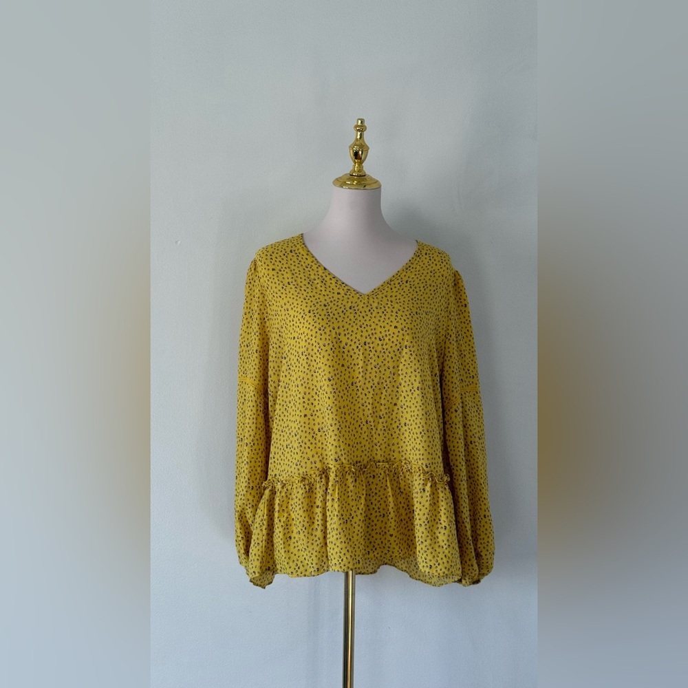 Pleione Yellow and Purple Cheetah Print Blouse Size XL